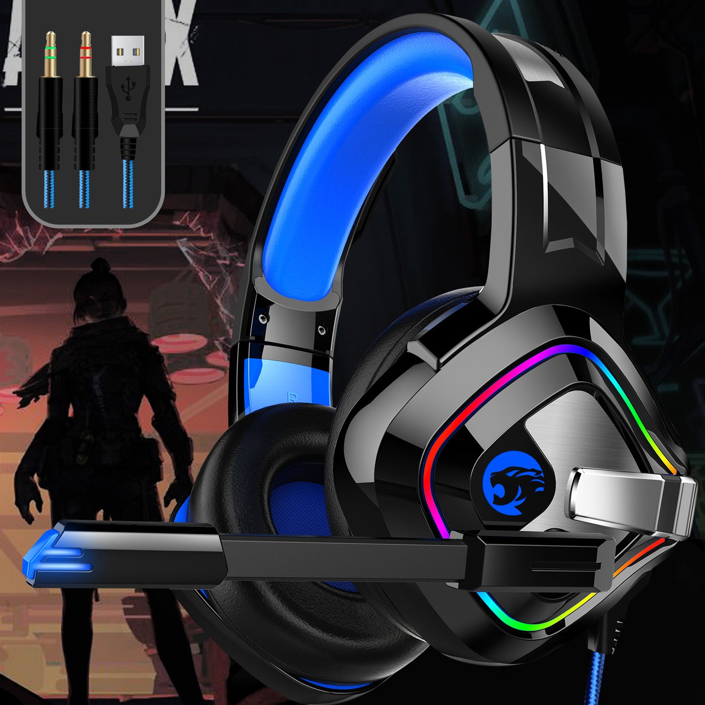 Audifonos Gaming Diseño Led - PC - micrófono