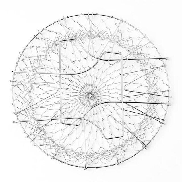 Cesto colador plegable para freír y enjuagar al vapor